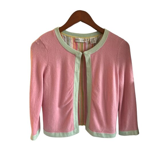 DANA BUCHMAN Bollero Cardigan Cashmere Lined Pick Light Green Size Small - Picture 1 of 9
